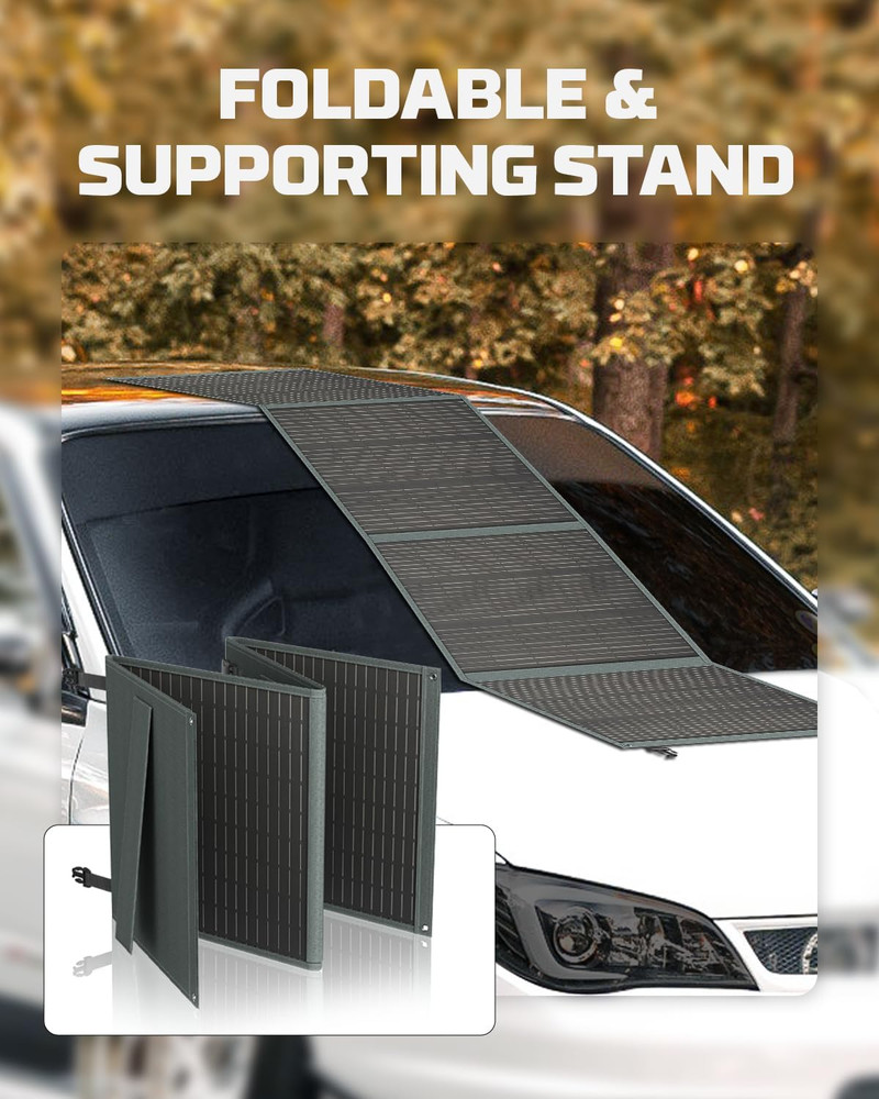220W Foldable Solar Panel - Waterproof, 2 USB Outputs for Off-Grid Charging