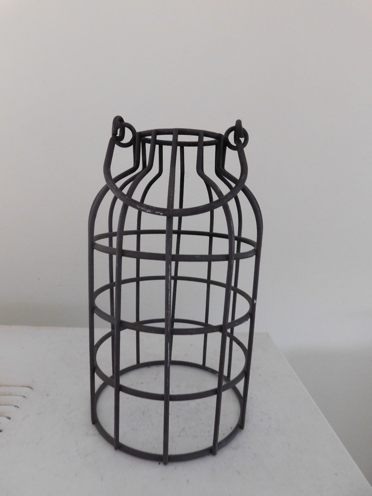 vintage rustic metal iron Wire Cage with handle BOTTOMLESS