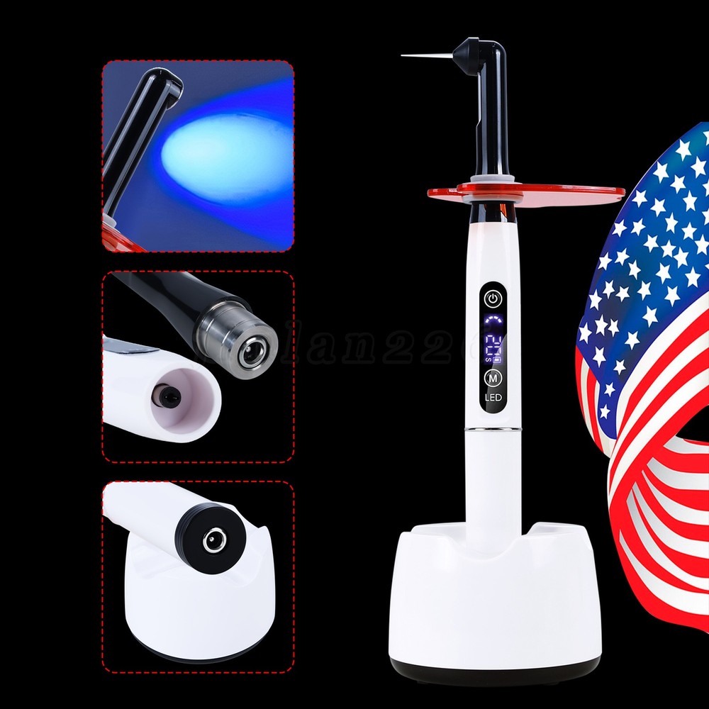 1-10 Potable Wireless LED Curing Light 1 Second with 7 Working Head Lens 2400mW