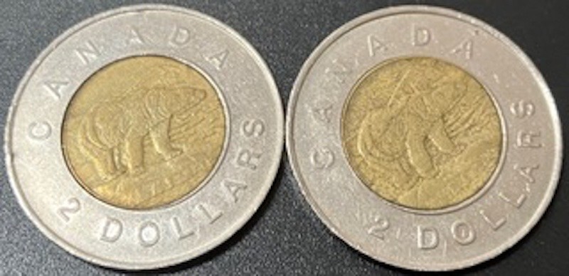 Two Canada 1996 Two Dollar Coins. #120