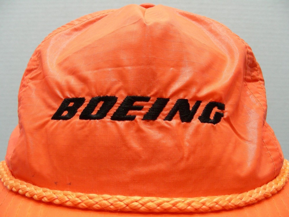 BOEING - Bright Orange - Nylon - One Size Adjustable SNAPBACK Baseball Cap Hat!