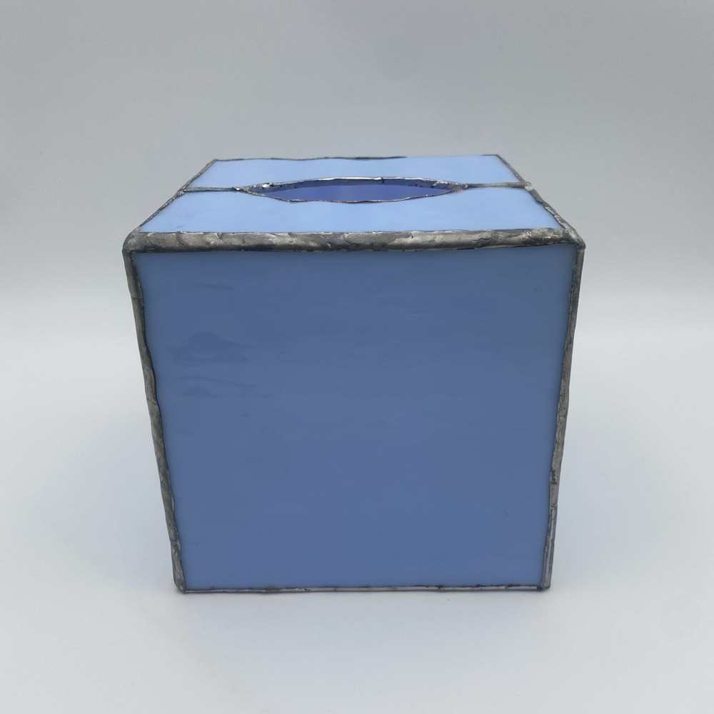 Stained Glass Tissue Box Light Blue