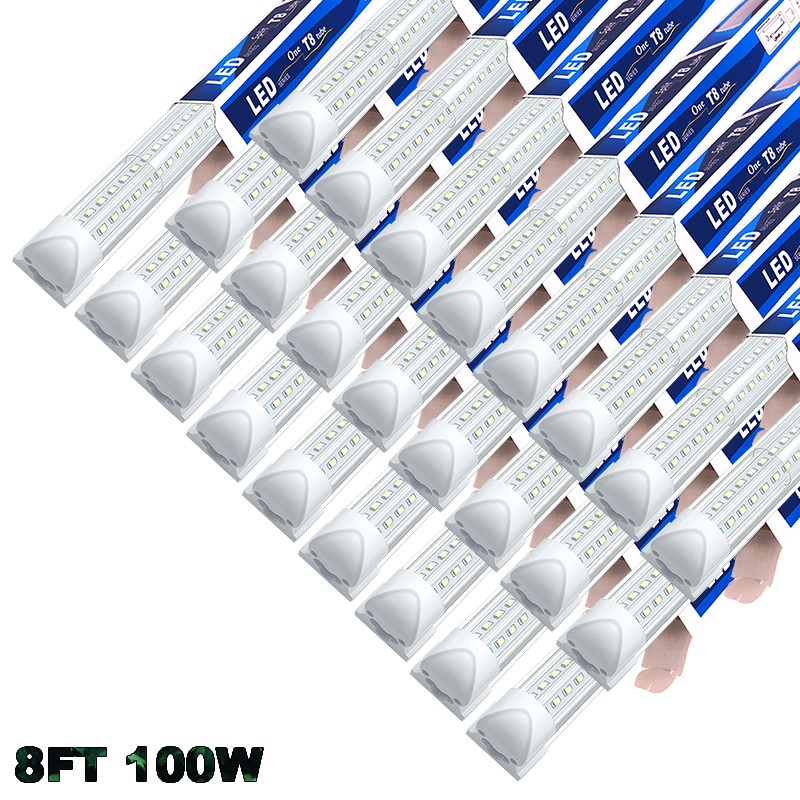 25 Pack 8 Foot LED Shop Light Fixture 8FT T8 LED Tube Light 8' 100W Garage Light