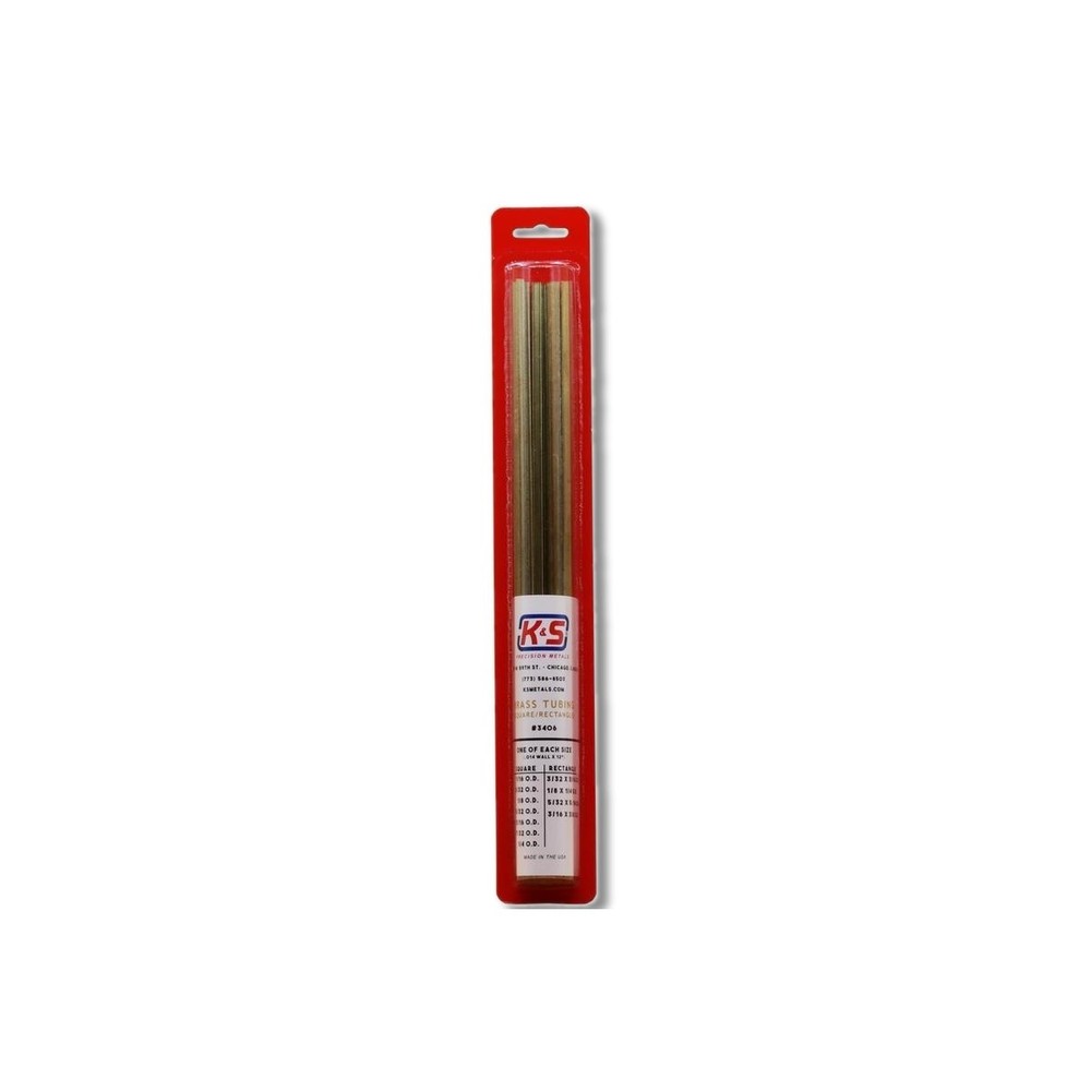 K&S 12 in Square/Rectangular Brass Tube 13406