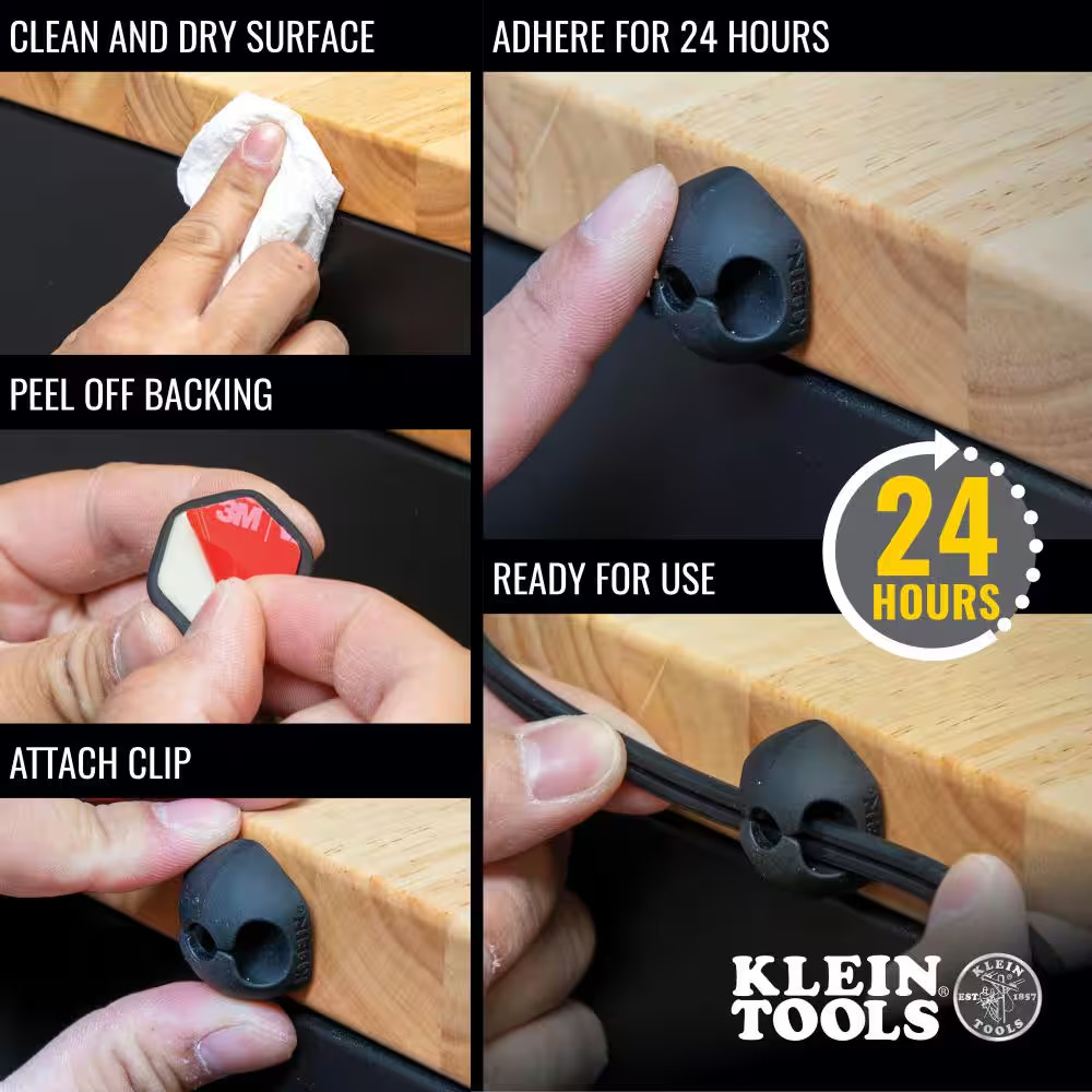 Self-Adhesive Cable Mounting Clips, 3-Slot (10-Pack)