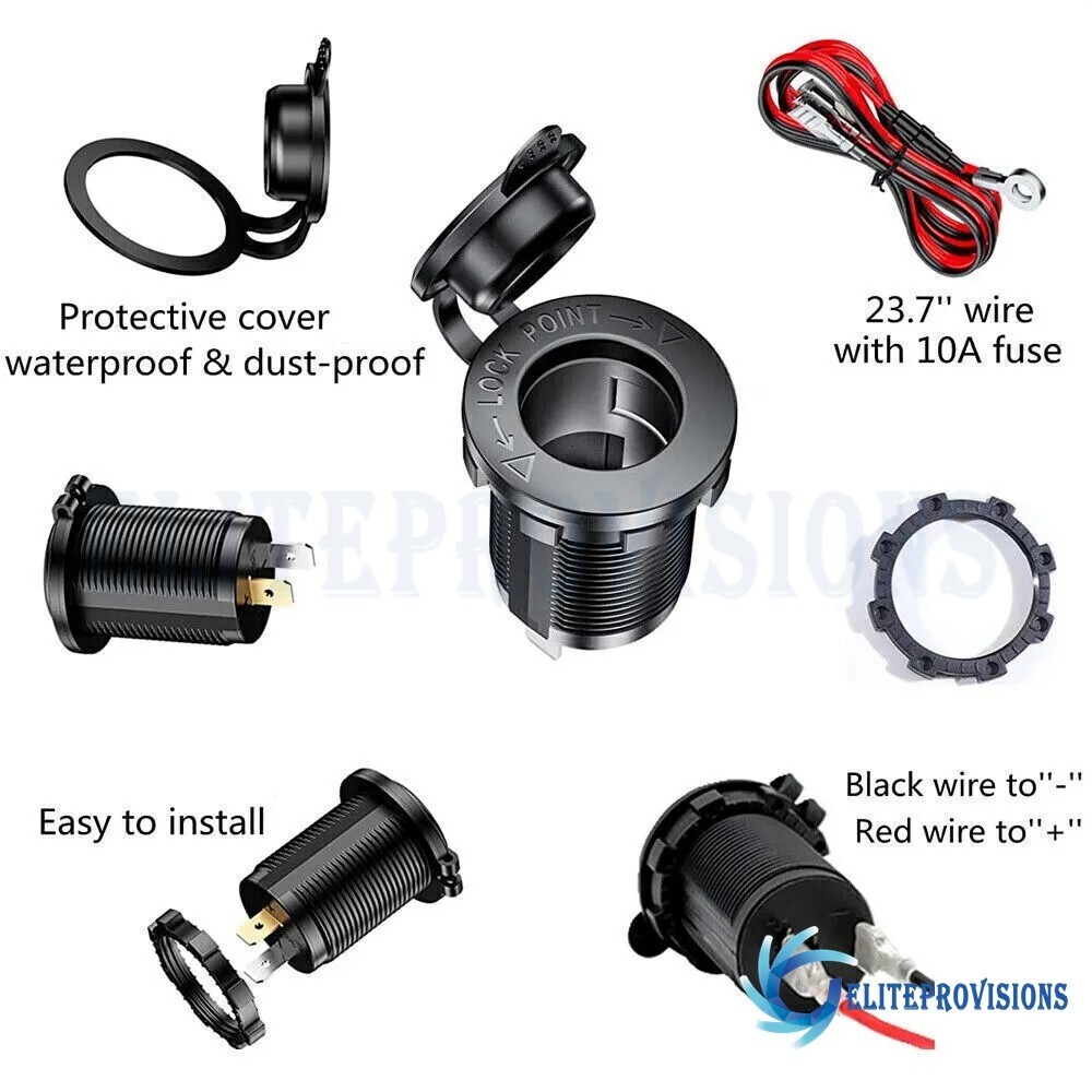 *Cigarette Lighter Socket Power Outlet Socket Receptacle Car Motorcycle ATV 12V*