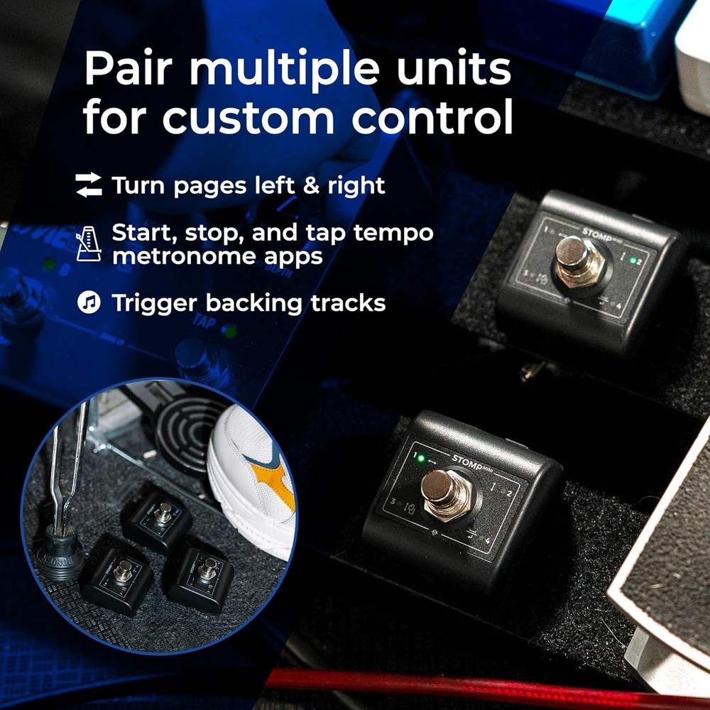 STOMP Mini Bluetooth Page Turner & App Controller - Ultra-Compact Single-Swit...