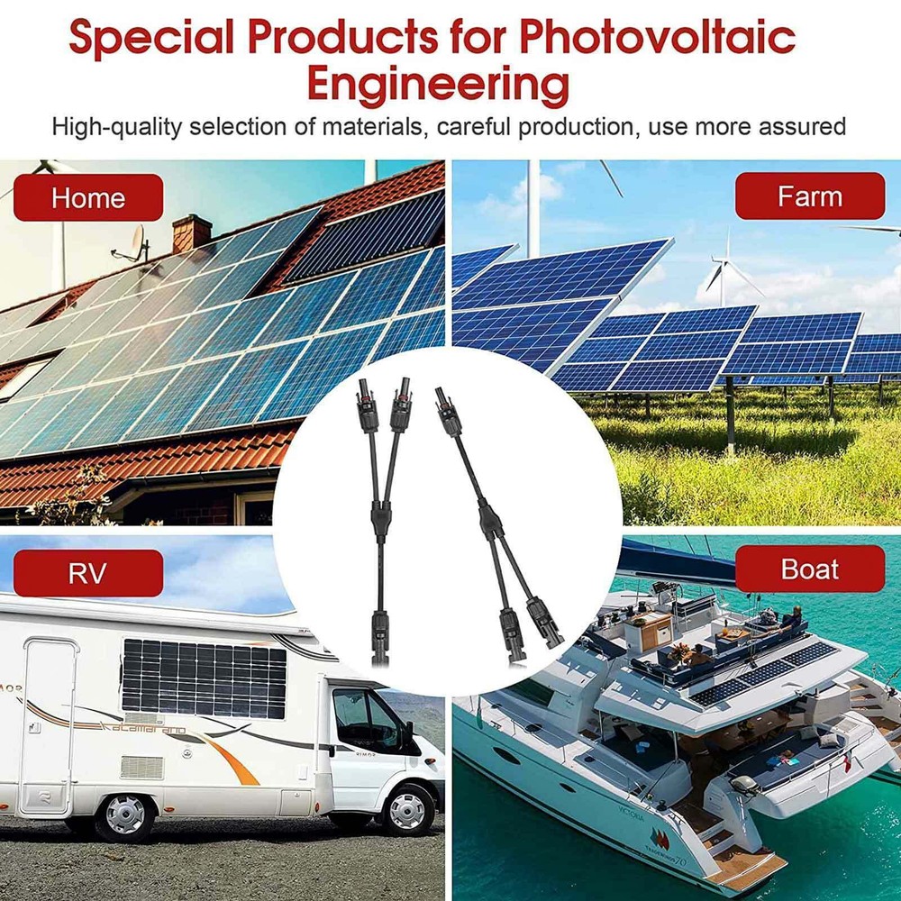 USA Solar Panel Y Branch Cable Connection Waterproof Adapter Connector Extension
