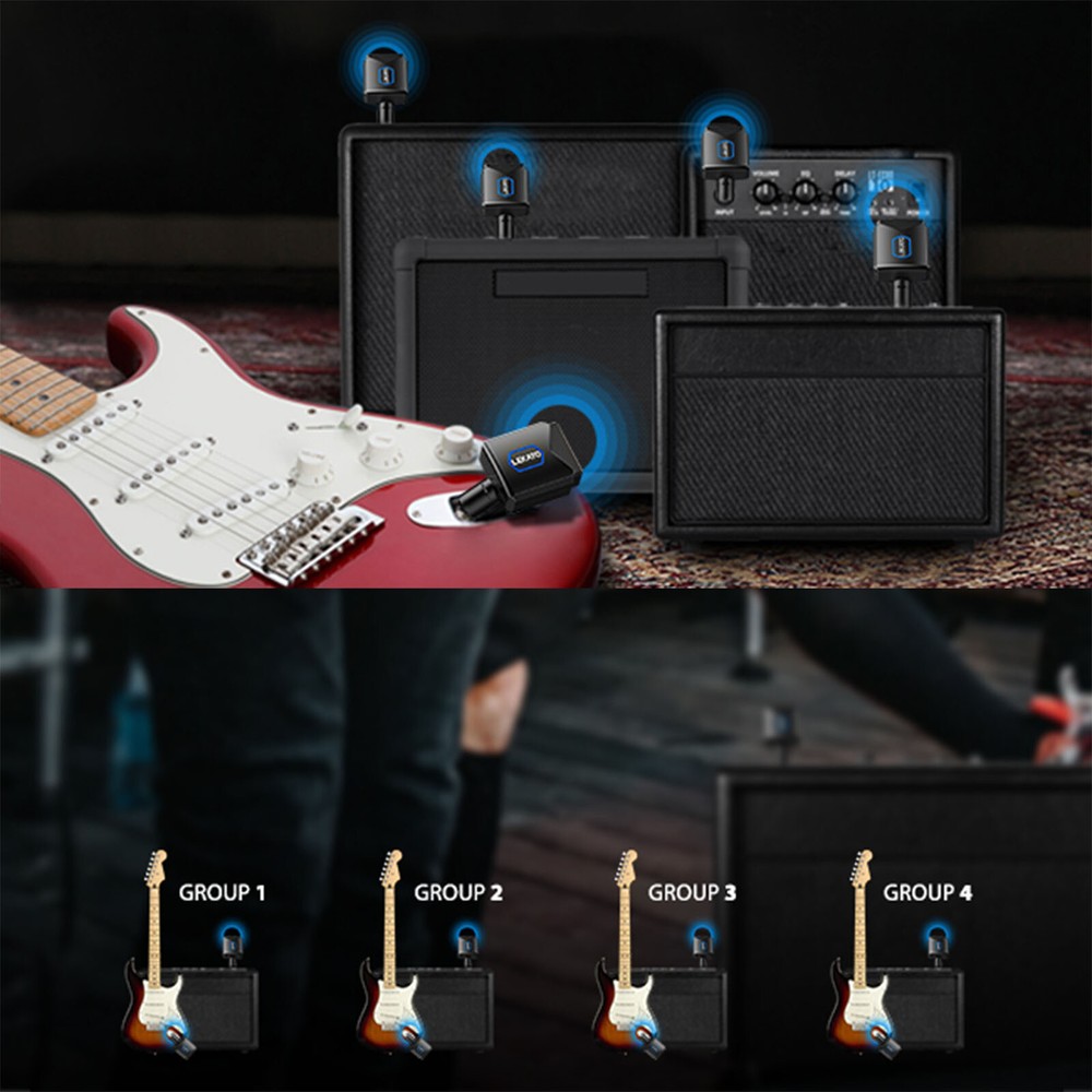 LEKATO 5.8G Wireless Guitar System Audio Transmitter Receiver with Charging Box