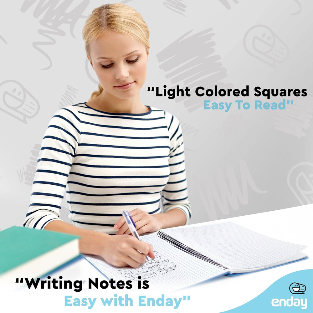 Emraw Graph Paper Notebook (4 Pack) Grid Notebook, Graph Paper Spiral Notebook,