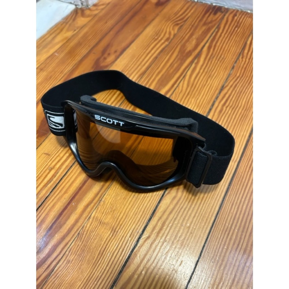 Vintage Beginner SCOTT Black/White/Orange Snowboarding Goggles Adjustable Size