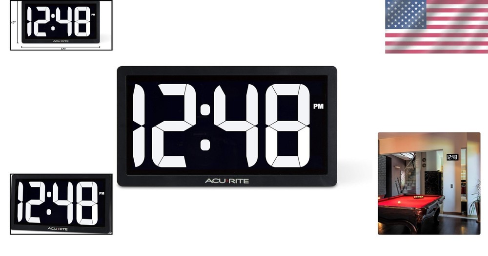 Oversized 10-Inch Digital Clock with Light-Up Display and Adjustable Brightness