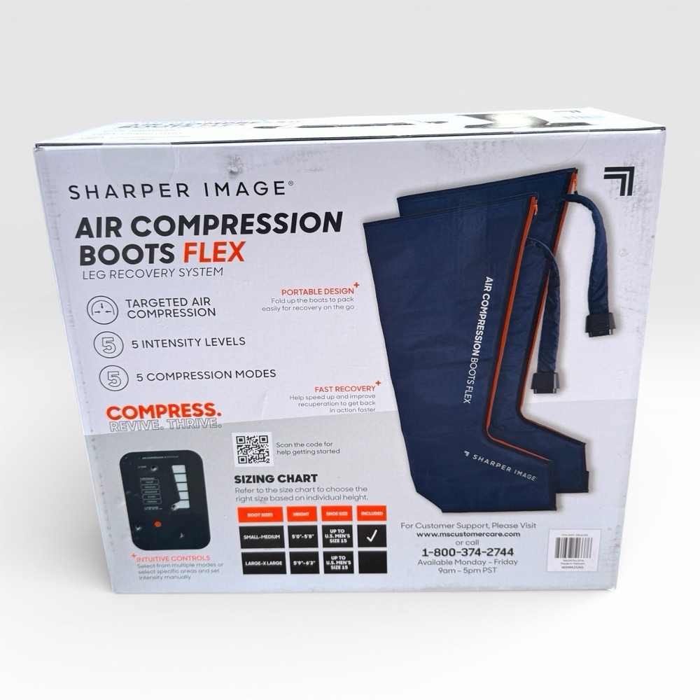 Sharper Image Air Compression Boots Flex Leg Recovery System Small/Medium Blue