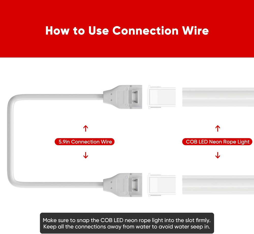 COB LED Neon Rope Lights & Connection Wire Pack - Complete Bundle