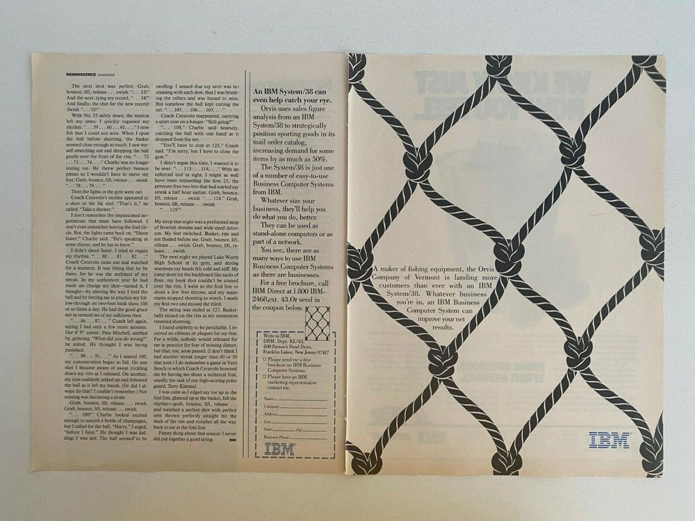 IBM System/38 Computer System Vintage 1985 Print Ad