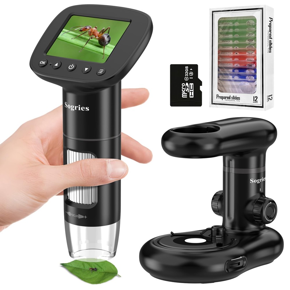1000x Microscope-Handheld Digital Microscope for Children with 2" LCD Screen,...