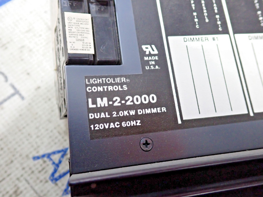 Lightolier Control LM-2-2000 Dual 2.0kw Dimmer 120VAC