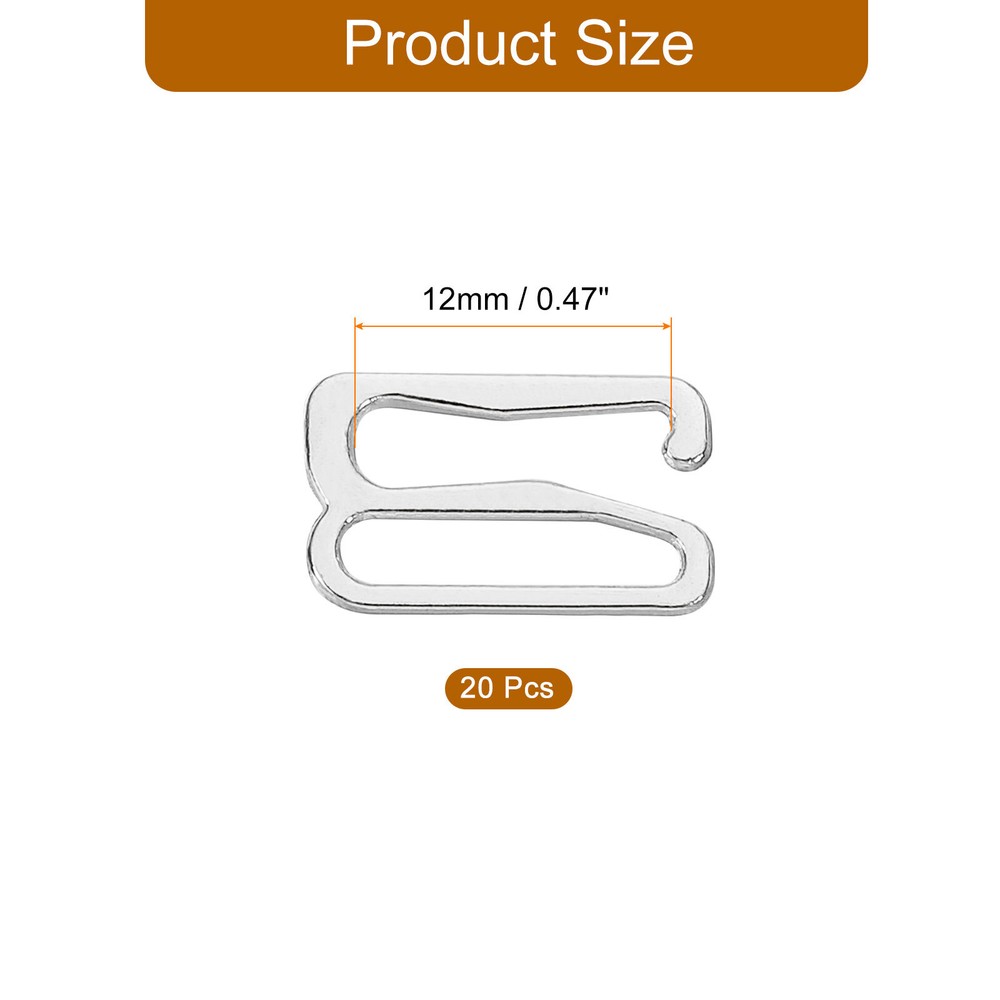 20 Pcs 12mm 9 Shape Bra Strap Hooks, Adjustment Slide Bra Strap Clips, Silver