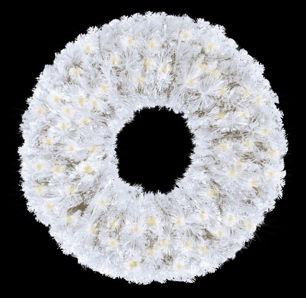 2' White Sequoia Wreath with Pre-Lit Warm White LED Lights