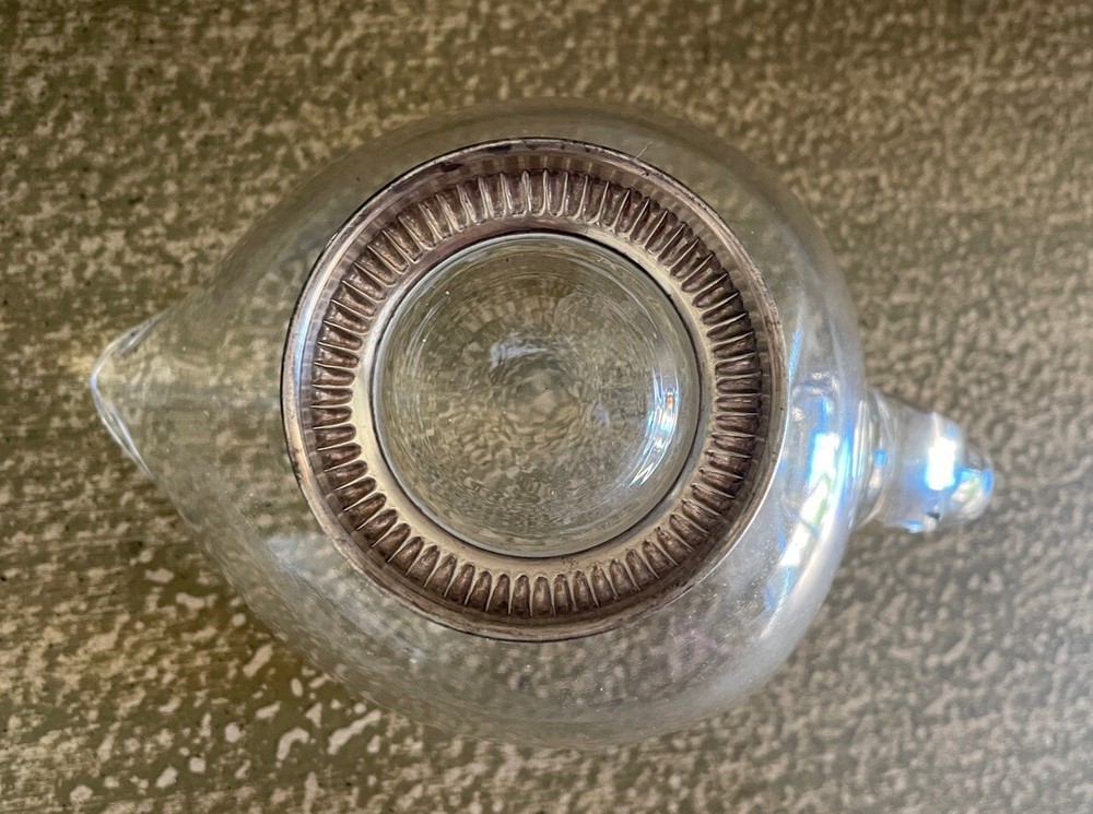 Sterling Silver Bottom Collar Glass Triangular Scoop Sauce Boat