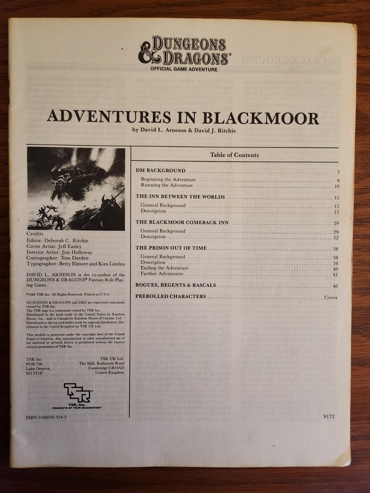DA1 Adventures in Blackmoor module D&D TSR Basic Dungeons Dragons BECMI 1986