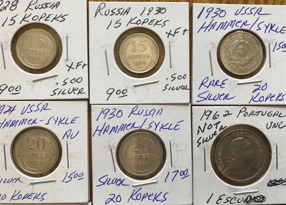 World Silver Coins. 10 total