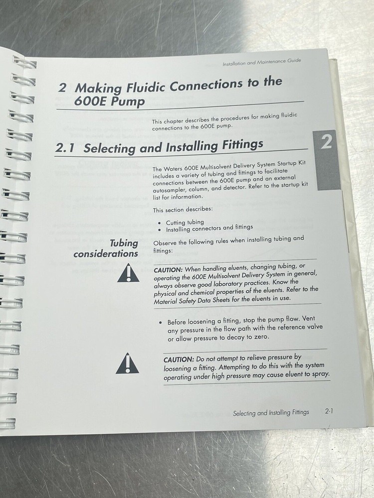 Millipore Waters 600e Multisolvent Delivery System - Users Manual /Instructions