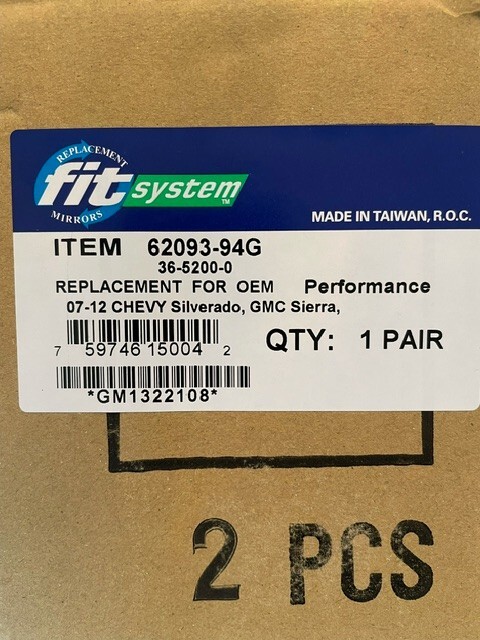 Fit System K Source Chevy/GMC Towing Side View Mirrors 62093-94G