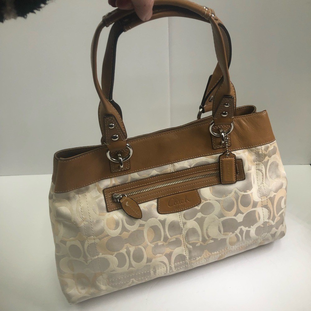 Coach Brown and Cream Shoulder Bag