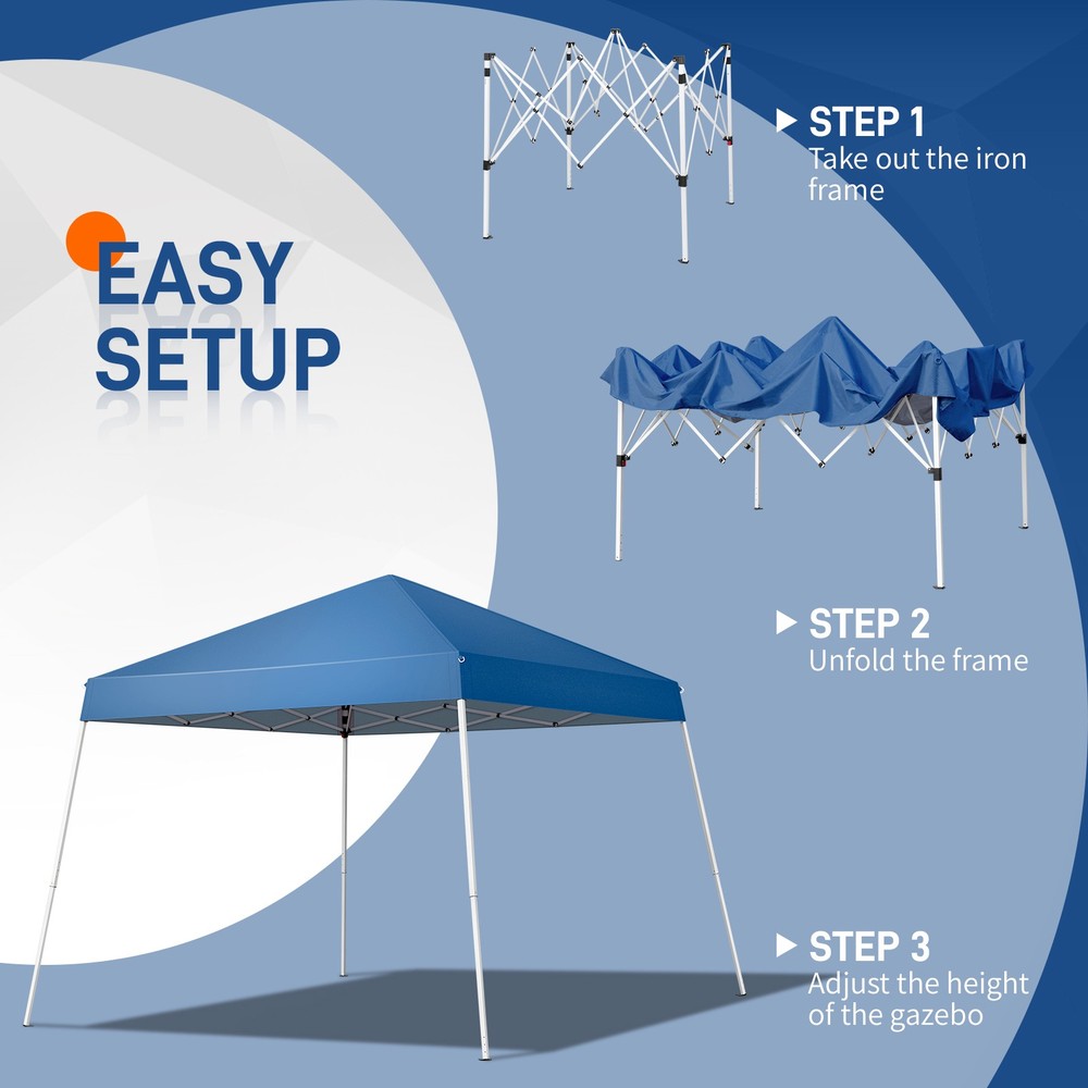 8*8ft Portable Home Use Waterproof Folding Tent Blue