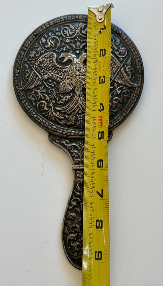 Vintage (Antique?) hand mirror with Double Headed Eagle & Crown 9"