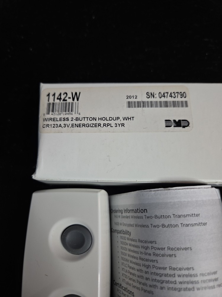 DMP 1142-W Wireless Two Button Transmitter White New Open Box