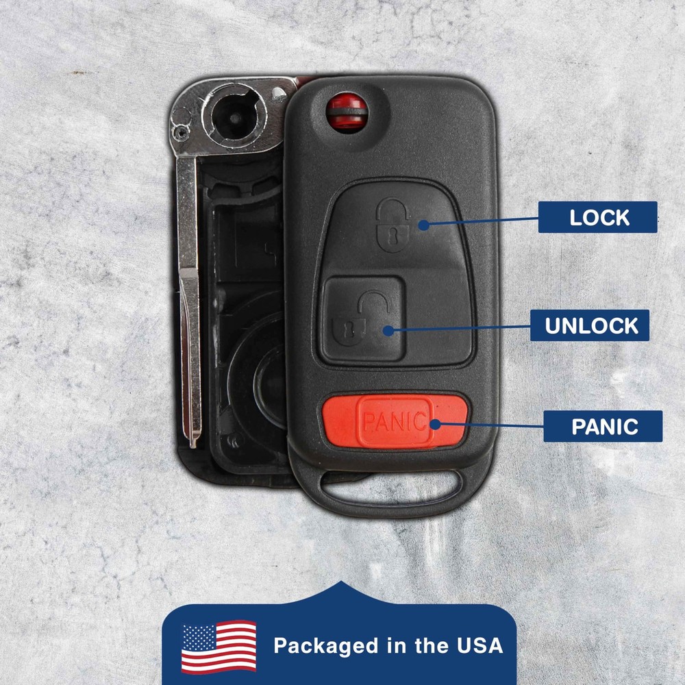 KeylessOption Replacement Keyless Entry Remote Fob Clicker Flip Key Black