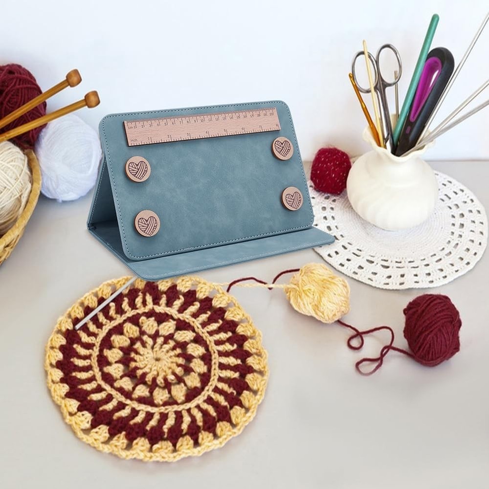 1Pc Folding Knitting Pattern Holder Cadet Blue Knitting Chart Holder Adjustab...