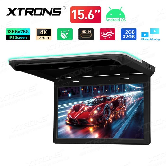 15.6 Inch IPS Screen, Fold Out Android Car Roof Multimedia Player