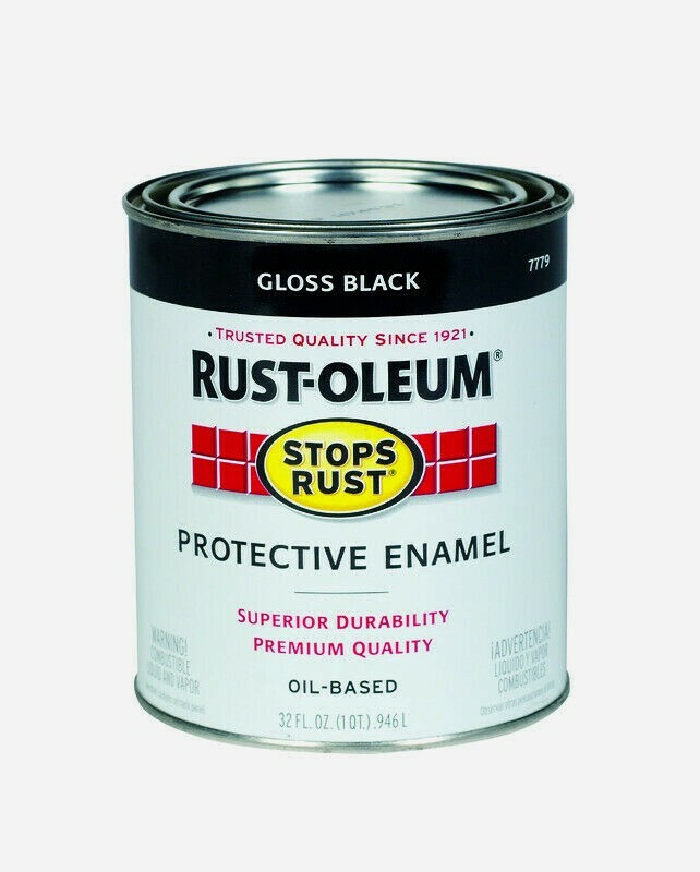 Rust-Oleum GLOSS BLACK 1 qt. Stops Rust PROTECTIVE ENAMEL Oil-Based 7779-504 NEW