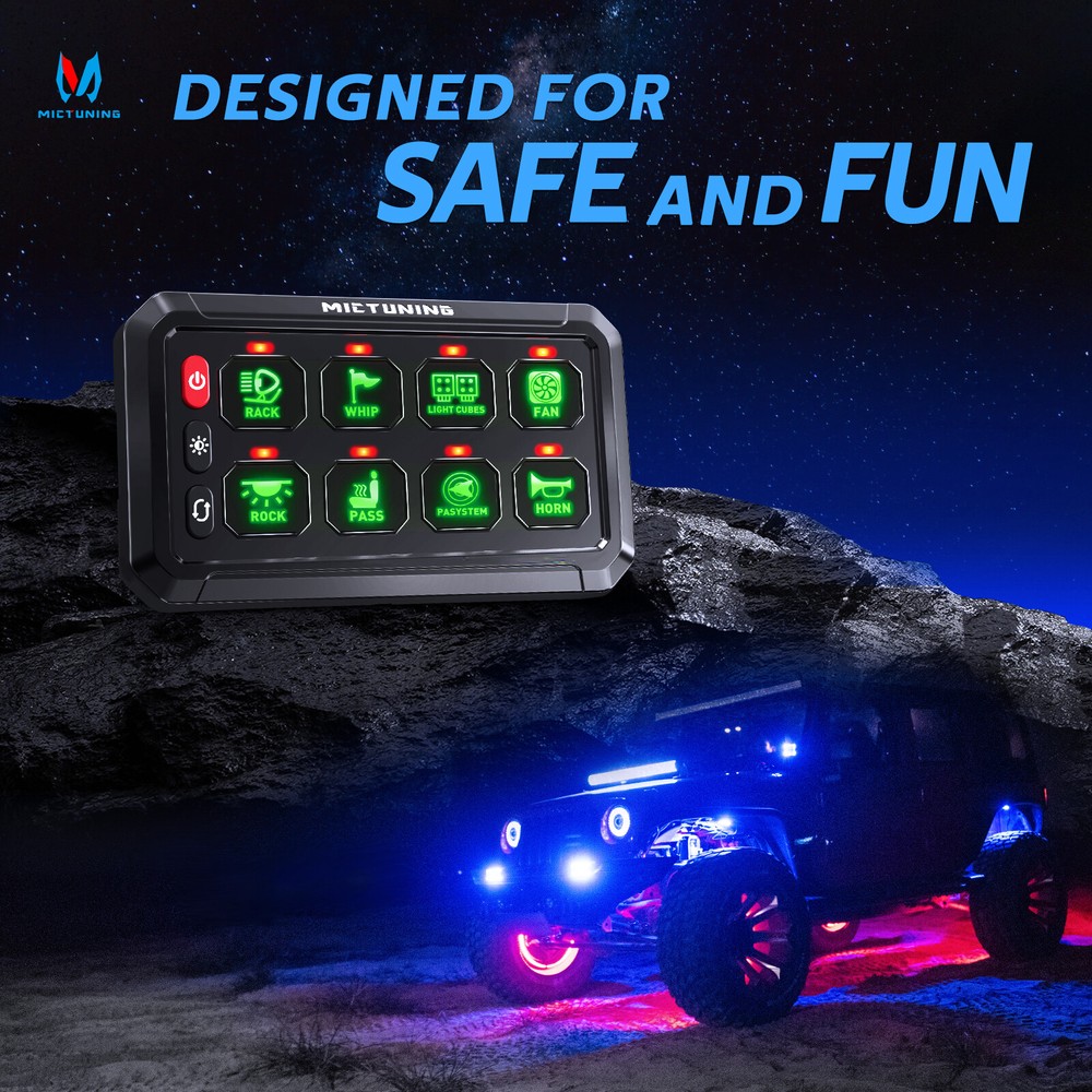 12/24V 8 Gang Switch Panel Led Light Bar Switch Momentary Strobe Switch Pod, USA