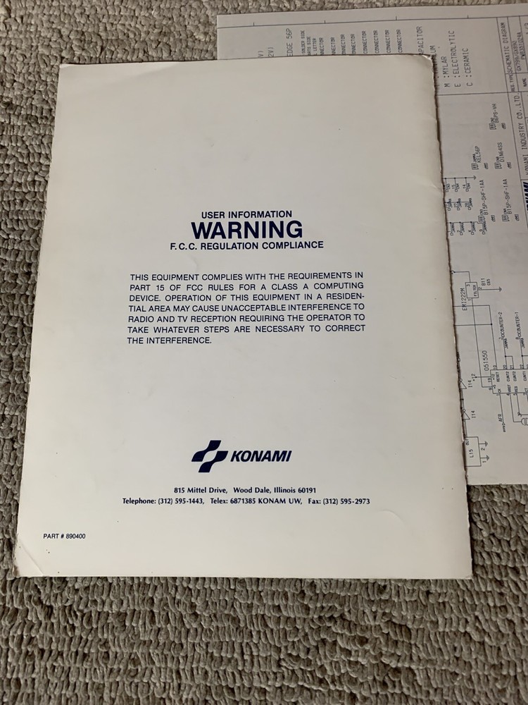 Original Devastators Konami Arcade video game Manual