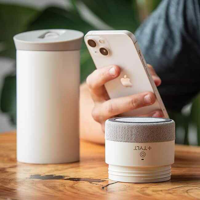 Tylt Drink Speaker Mug Hydration Mug + Bluetooth Speaker Cream.
