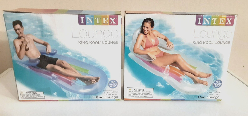 **NEW** INTEX KING KOOL INFLATABLE POOL LOUNGE FLOAT WITH HEADREST & CUP HOLDER