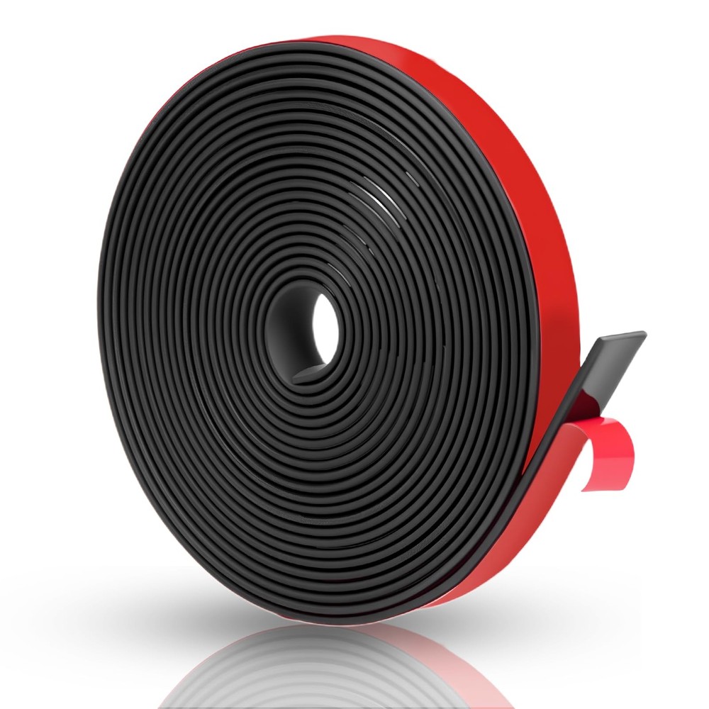 Adhesive Solid Rubber Strips - 1/2" Wide x 1/16" Thick x 180" Long, Black