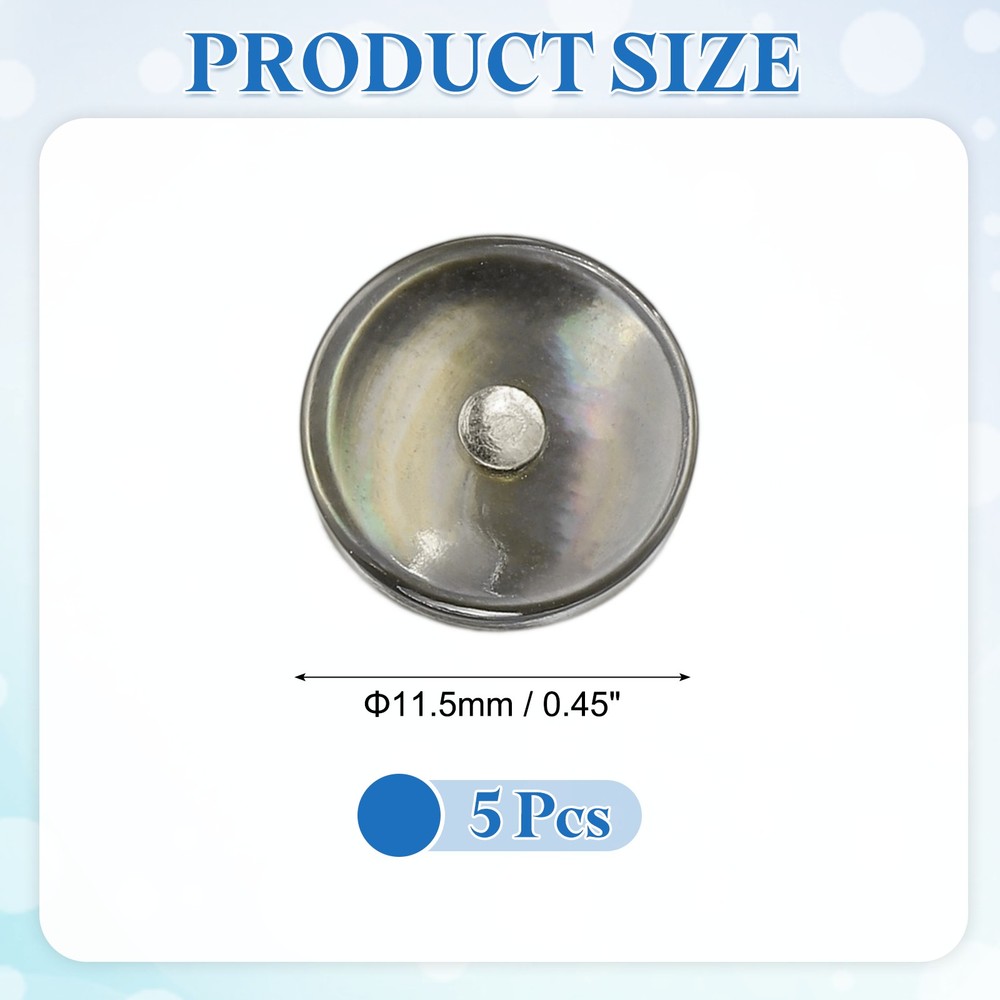 5Pcs Natural Shell Button, 11.5mm Bowl Shell Shank Buttons, Black/Silver