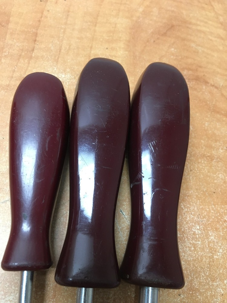 Vintage Matco tools Maroon Handle 3pc Phillips screwdriver set #2 #3 #4 4-8"