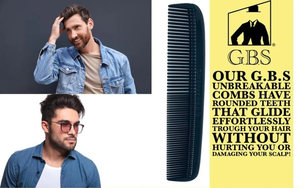 GENTS 5 Pack Pocket Comb Black Unbreakable Round Teeth Course Fine Pocket Beard