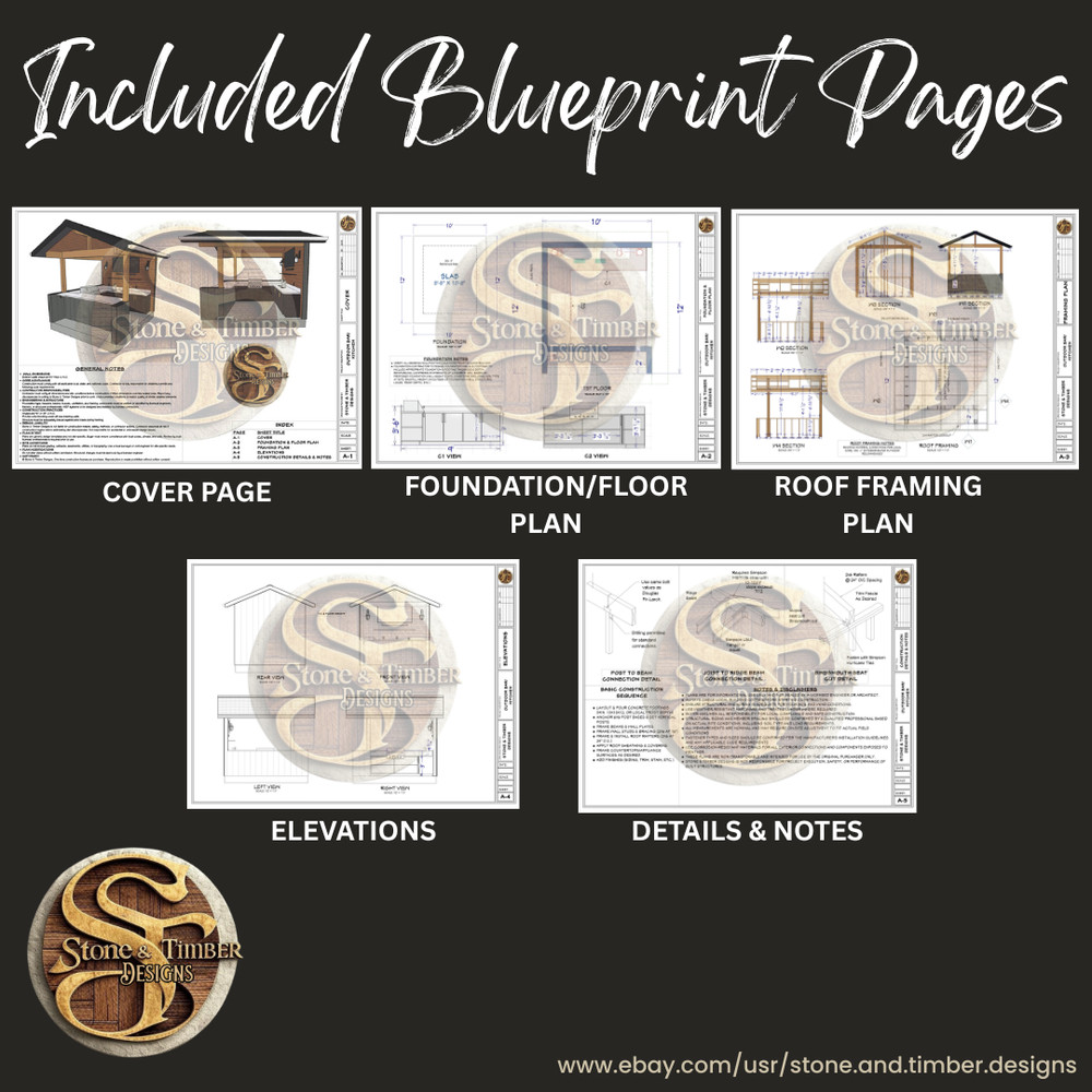 Outdoor Kitchen Bar Blueprint Drawings | Backyard Design Modern DIY