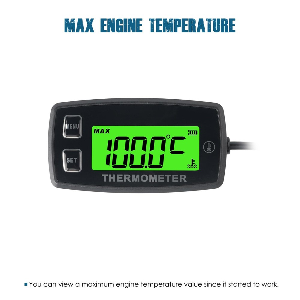 Digital LCD Engine Temperature Display Over Temperature Warning Green Backlight...