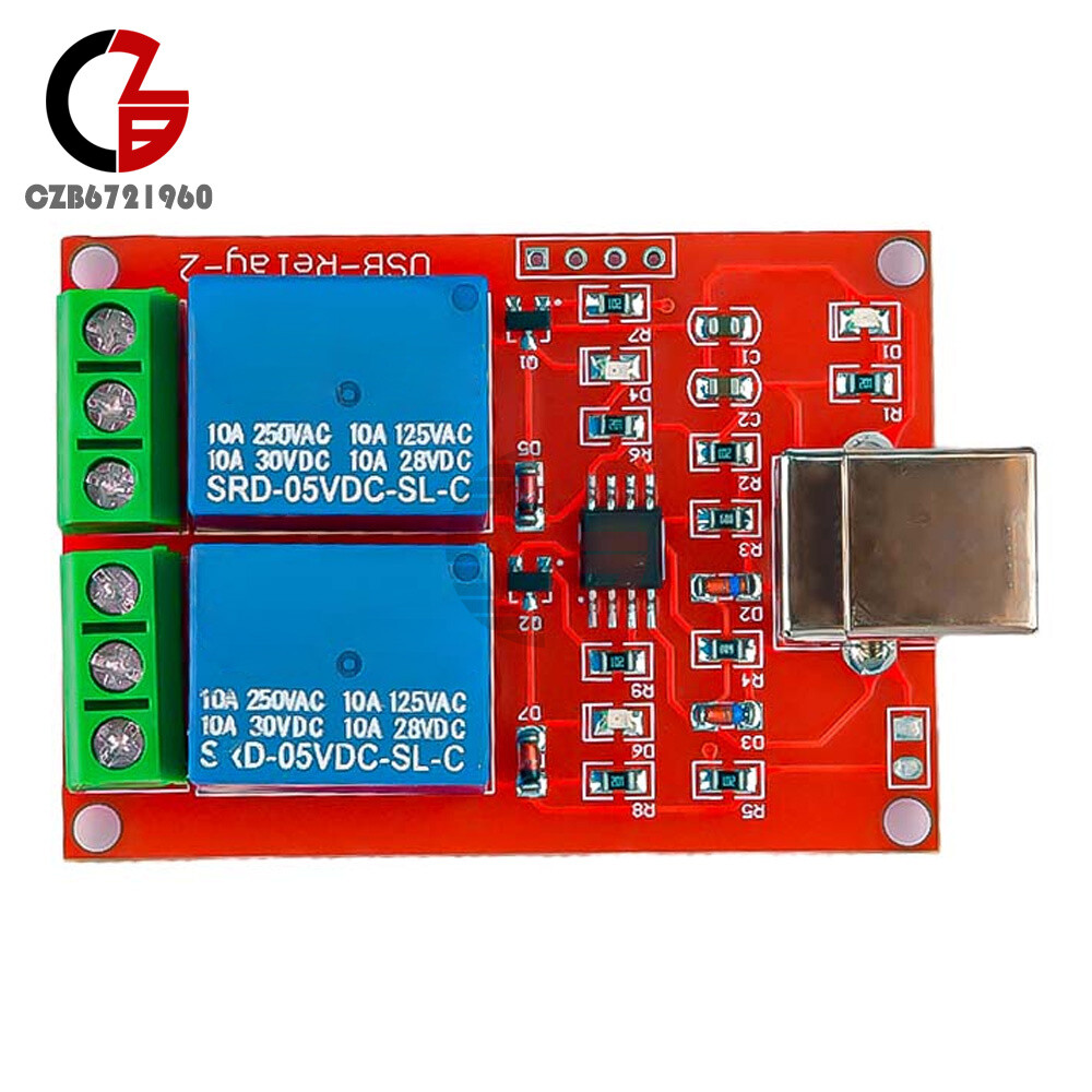 2 Channel USB Relay Module DC 5V Programmable Computer Control For Smart Home