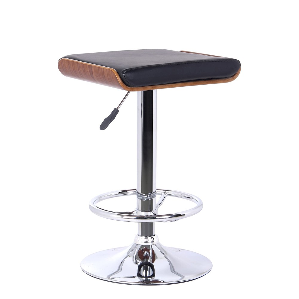 24 Black And Silver Iron Backless Adjustable Height Bar Chair