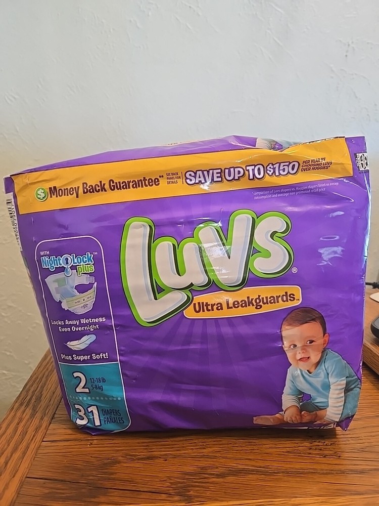 Vintage Luvs Diapers 31 Count Monkey Print Size 2 Circa 2016