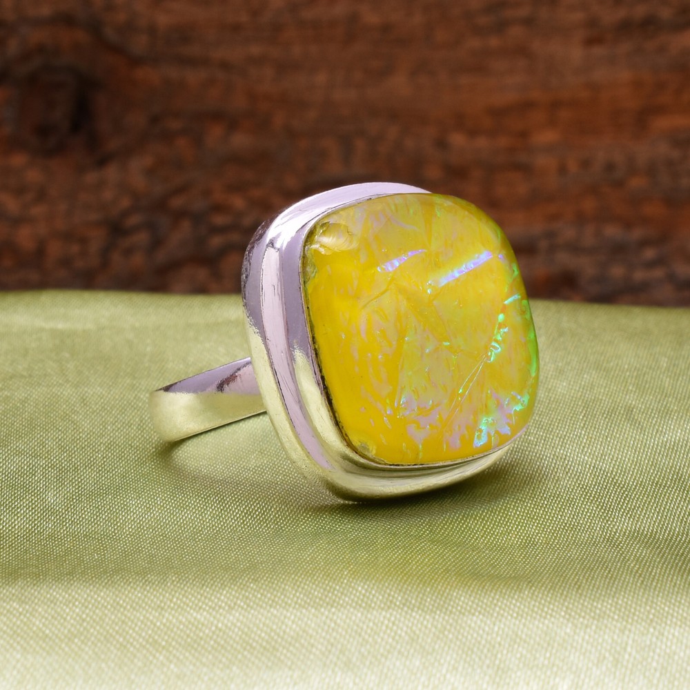 Fantastic Triplet Opal Gemstone 925 Sterling Silver Handmade Ring Size 9"